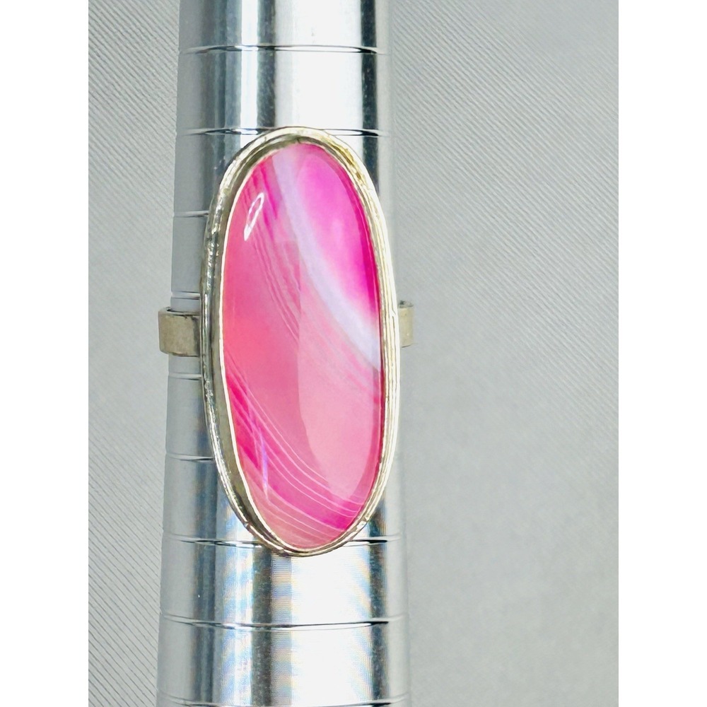 Sterling‎ Silver Size 8.75 Ring With Faux Pink Stone .925 Costume Jewelry